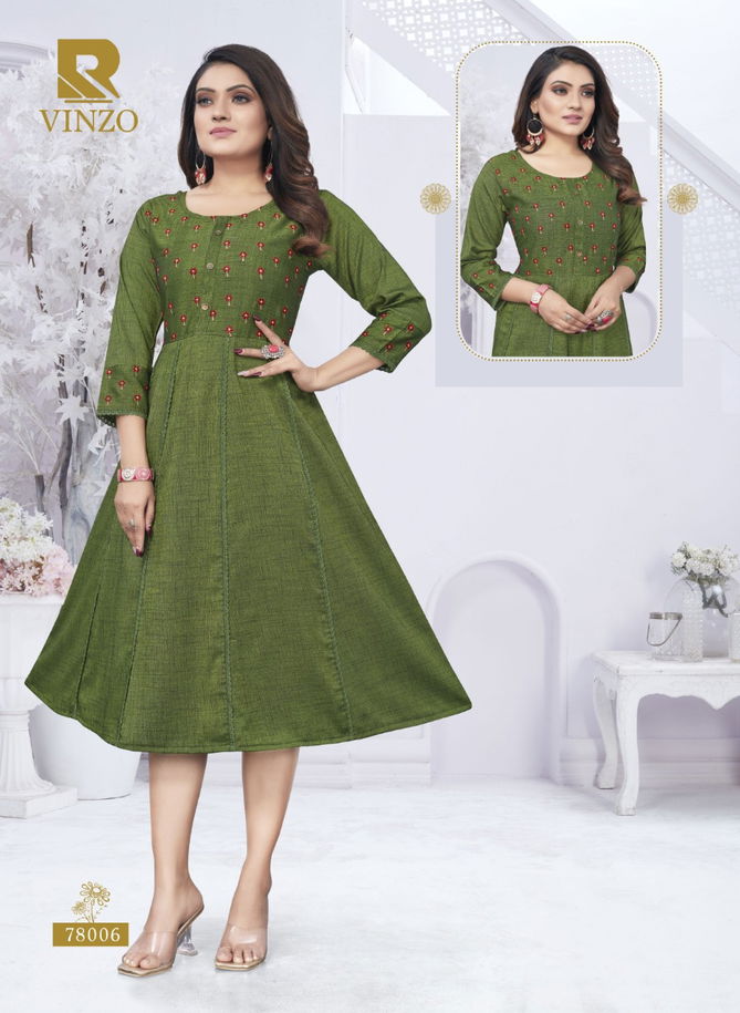 Raashi Vinzo Rayon Regular wear Latest Anarakali Kurti Collection